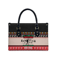 Hiking Christmas Leather Bag with Mountains Trees and Winter Holiday Pattern - Wonder Print Shop