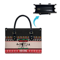 Hiking Christmas Leather Bag with Mountains Trees and Winter Holiday Pattern - Wonder Print Shop