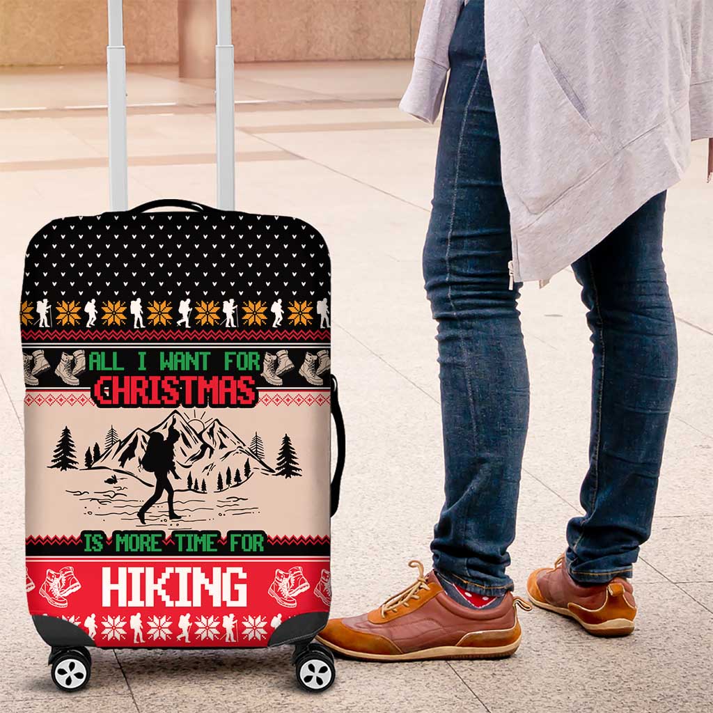 Hiking Christmas Luggage Cover with Mountains Trees and Winter Holiday Pattern - Wonder Print Shop