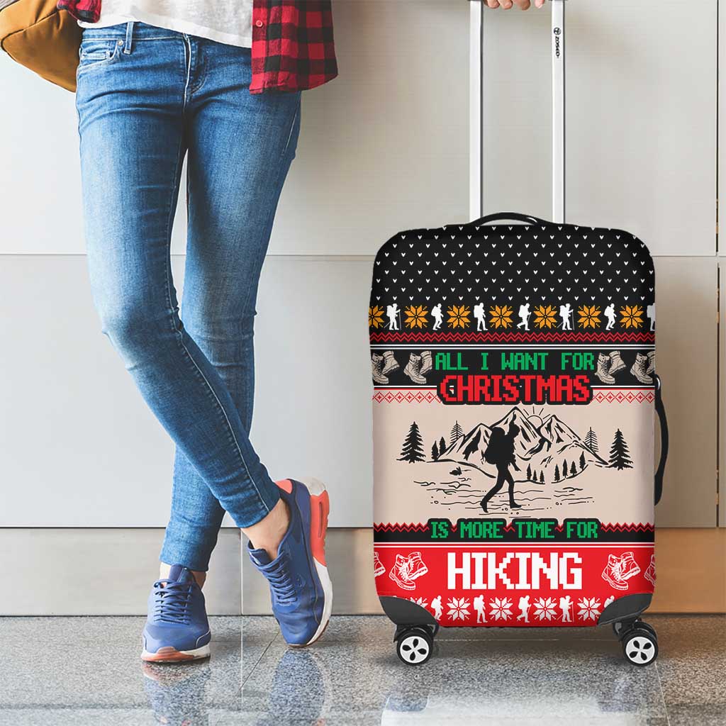 Hiking Christmas Luggage Cover with Mountains Trees and Winter Holiday Pattern - Wonder Print Shop