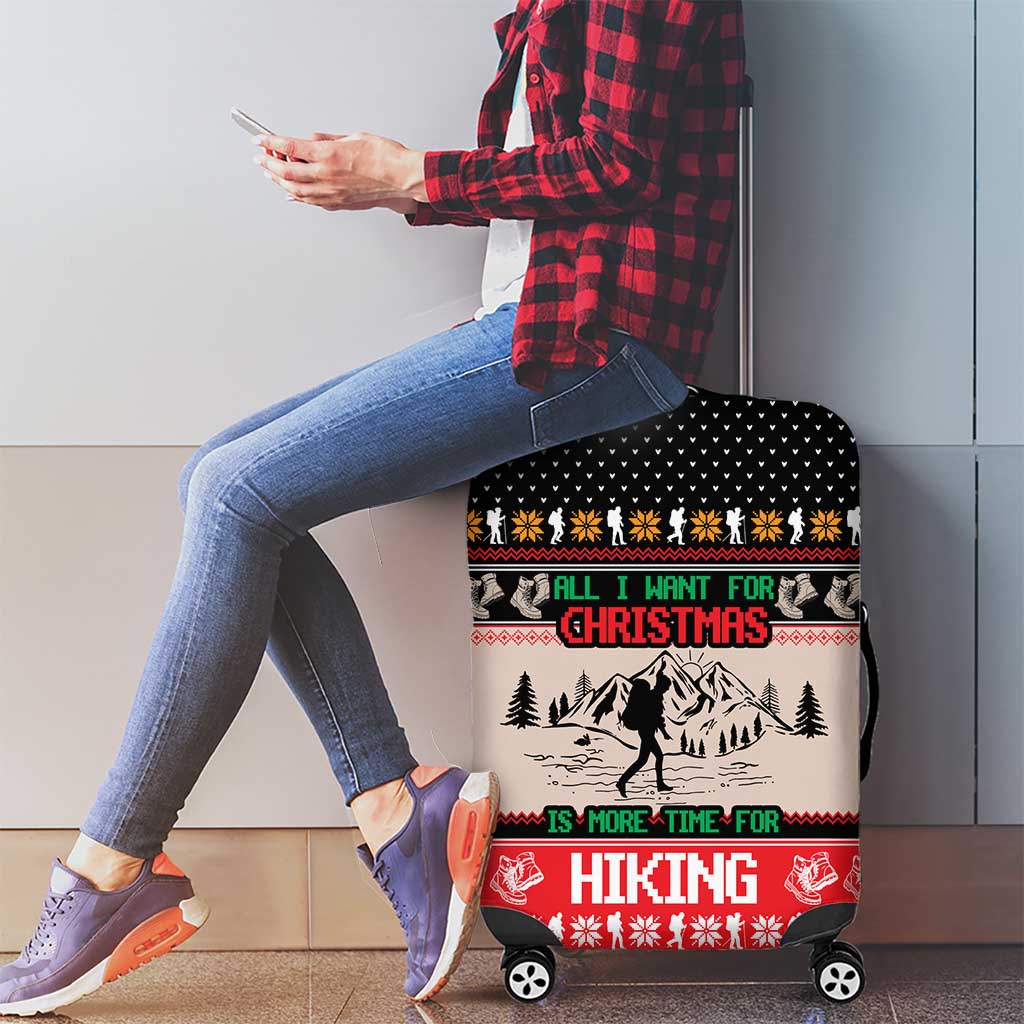 Hiking Christmas Luggage Cover with Mountains Trees and Winter Holiday Pattern - Wonder Print Shop