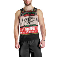 Hiking Christmas Men Tank Top with Mountains Trees and Winter Holiday Pattern - Wonder Print Shop