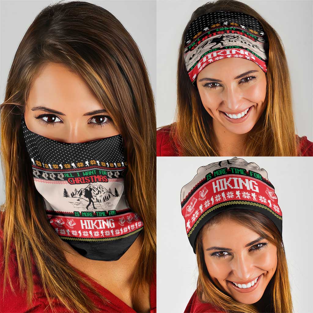 Hiking Christmas Neck Gaiter with Mountains Trees and Winter Holiday Pattern - Wonder Print Shop