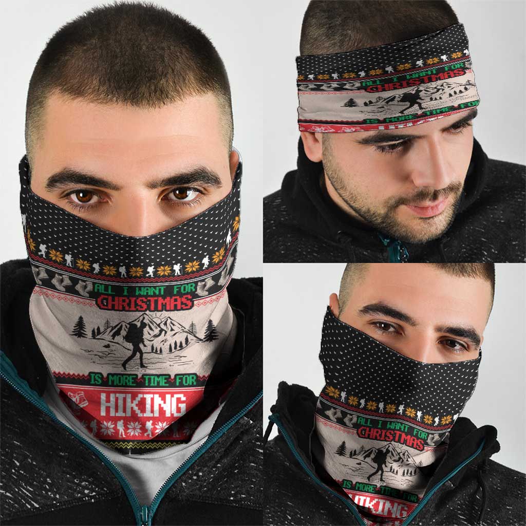 Hiking Christmas Neck Gaiter with Mountains Trees and Winter Holiday Pattern - Wonder Print Shop