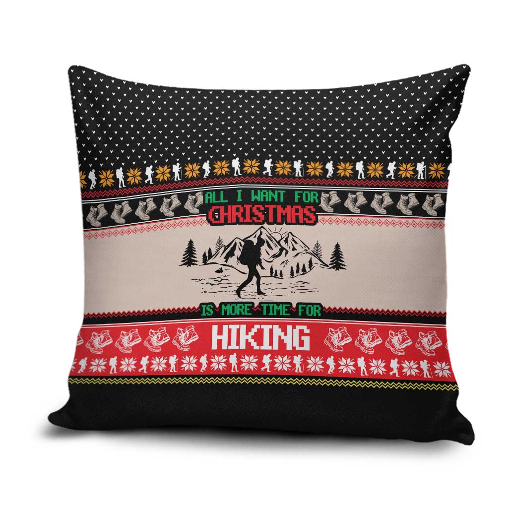Hiking Christmas Pillow Cover with Mountains Trees and Winter Holiday Pattern - Wonder Print Shop
