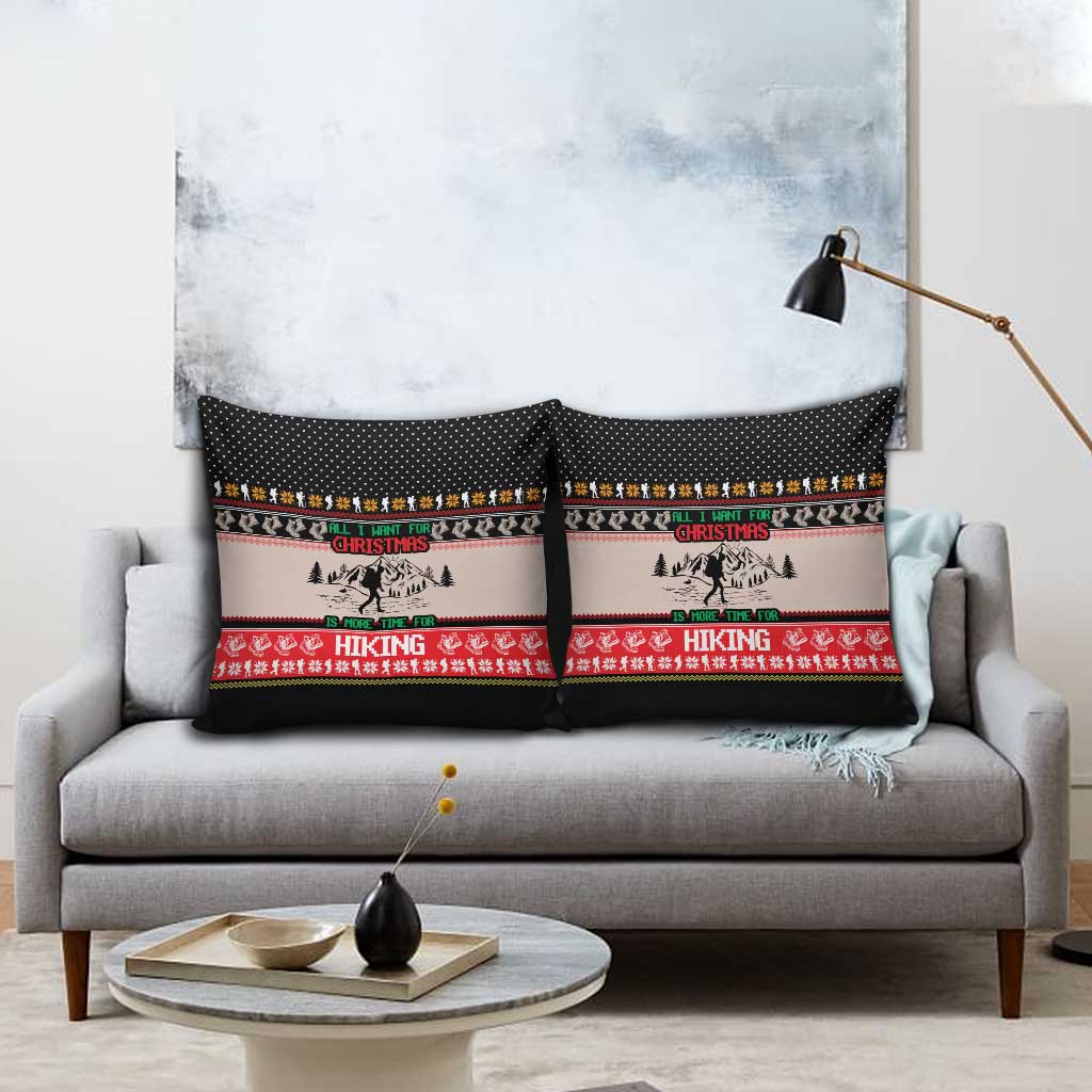 Hiking Christmas Pillow Cover with Mountains Trees and Winter Holiday Pattern - Wonder Print Shop