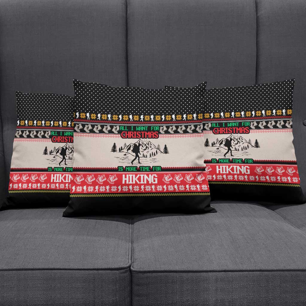 Hiking Christmas Pillow Cover with Mountains Trees and Winter Holiday Pattern - Wonder Print Shop