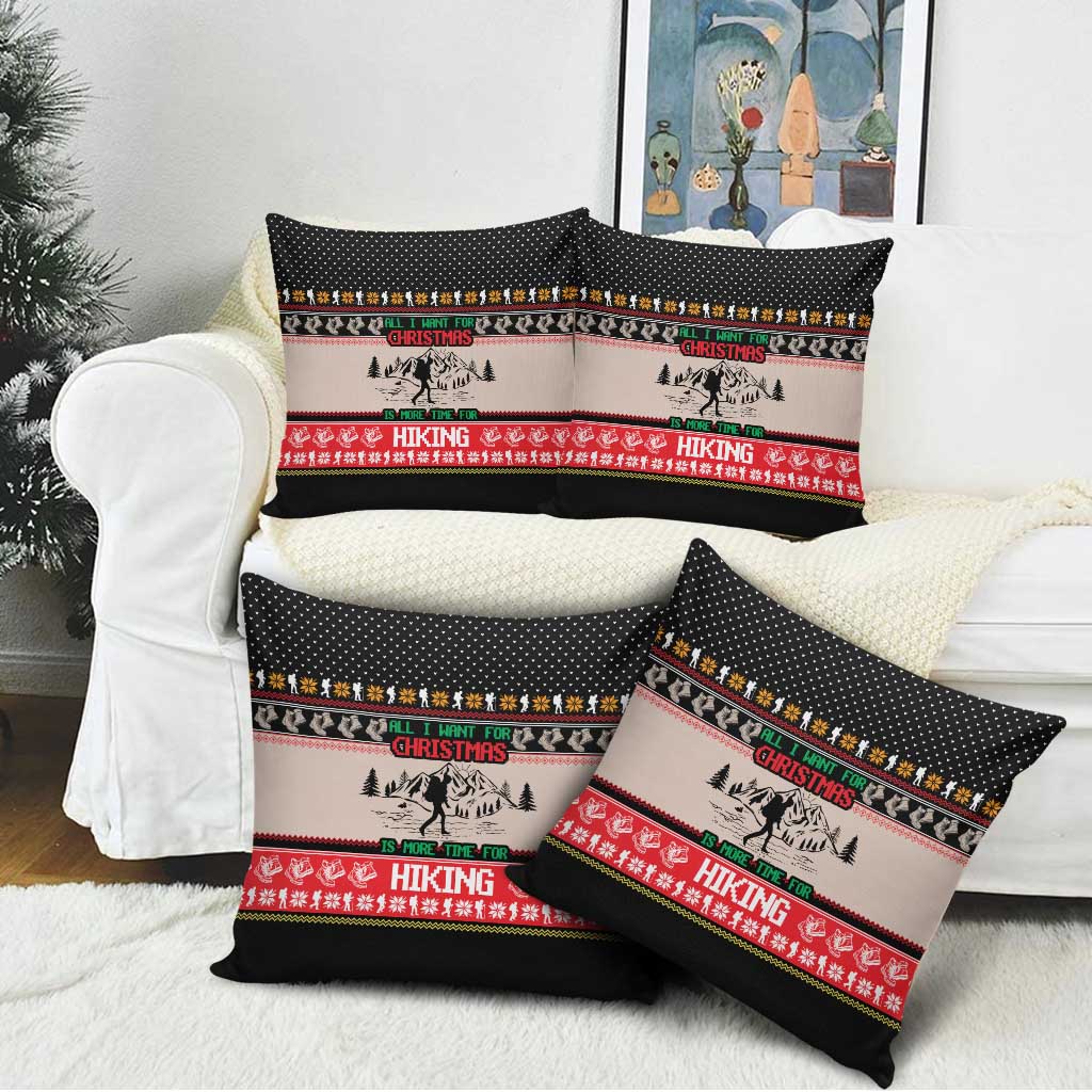 Hiking Christmas Pillow Cover with Mountains Trees and Winter Holiday Pattern - Wonder Print Shop