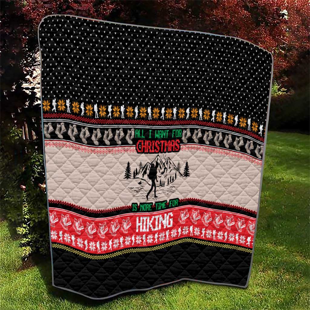 Hiking Christmas Quilt with Mountains Trees and Winter Holiday Pattern - Wonder Print Shop