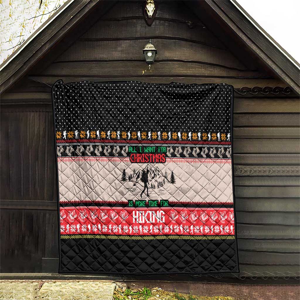 Hiking Christmas Quilt with Mountains Trees and Winter Holiday Pattern - Wonder Print Shop