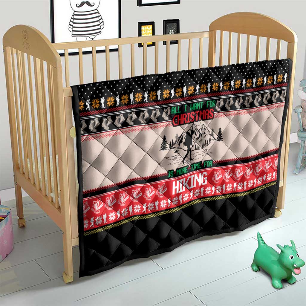 Hiking Christmas Quilt with Mountains Trees and Winter Holiday Pattern - Wonder Print Shop