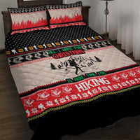 Hiking Christmas Quilt Bed Set with Mountains Trees and Winter Holiday Pattern - Wonder Print Shop