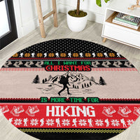 Hiking Christmas Round Carpet with Mountains Trees and Winter Holiday Pattern - Wonder Print Shop