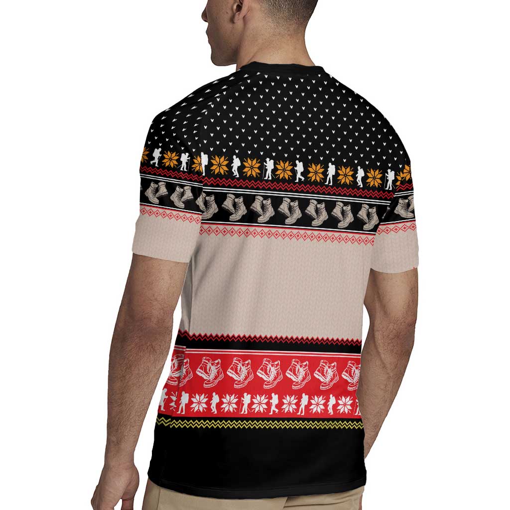 Hiking Christmas Rugby Jersey with Mountains Trees and Winter Holiday Pattern - Wonder Print Shop