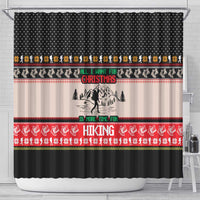 Hiking Christmas Shower Curtain with Mountains Trees and Winter Holiday Pattern - Wonder Print Shop
