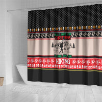 Hiking Christmas Shower Curtain with Mountains Trees and Winter Holiday Pattern - Wonder Print Shop