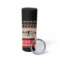 Hiking Christmas Skinny Tumbler with Mountains Trees and Winter Holiday Pattern - Wonder Print Shop