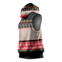 Hiking Christmas Sleeveless Hoodie with Mountains Trees and Winter Holiday Pattern - Wonder Print Shop