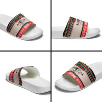 Hiking Christmas Slide Sandals with Mountains Trees and Winter Holiday Pattern - Wonder Print Shop