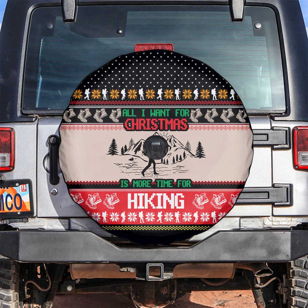 Hiking Christmas Spare Tire Cover with Mountains Trees and Winter Holiday Pattern - Wonder Print Shop