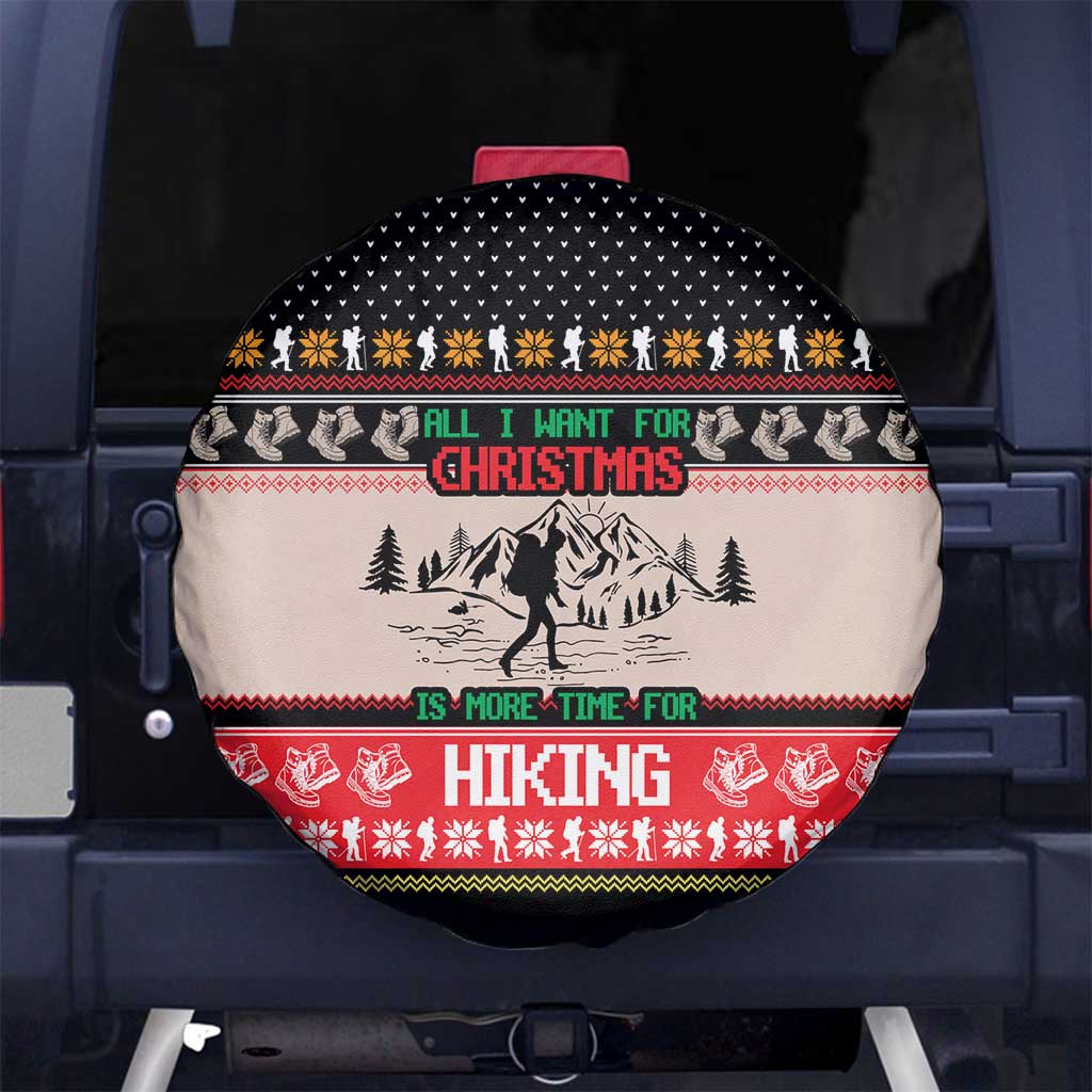 Hiking Christmas Spare Tire Cover with Mountains Trees and Winter Holiday Pattern - Wonder Print Shop