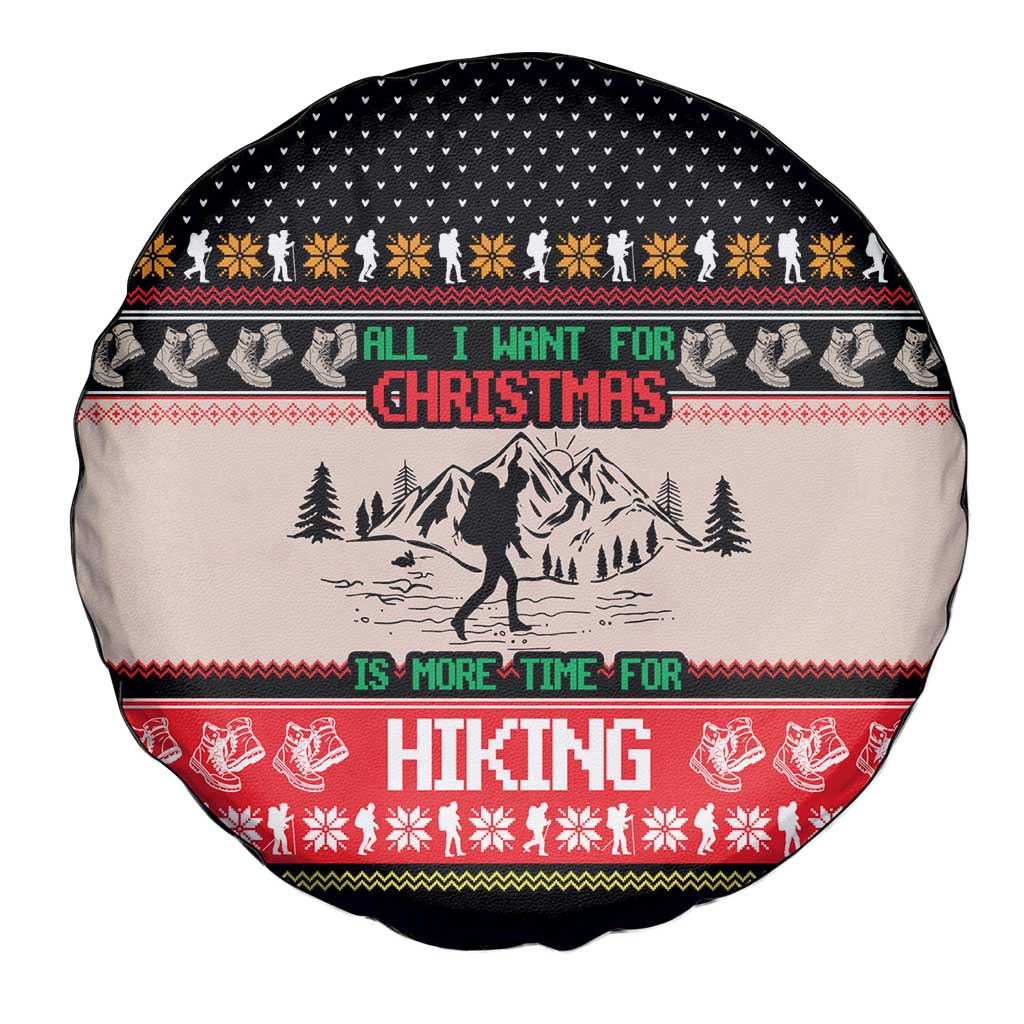 Hiking Christmas Spare Tire Cover with Mountains Trees and Winter Holiday Pattern - Wonder Print Shop