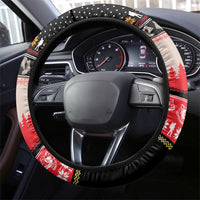 Hiking Christmas Steering Wheel Cover with Mountains Trees and Winter Holiday Pattern - Wonder Print Shop