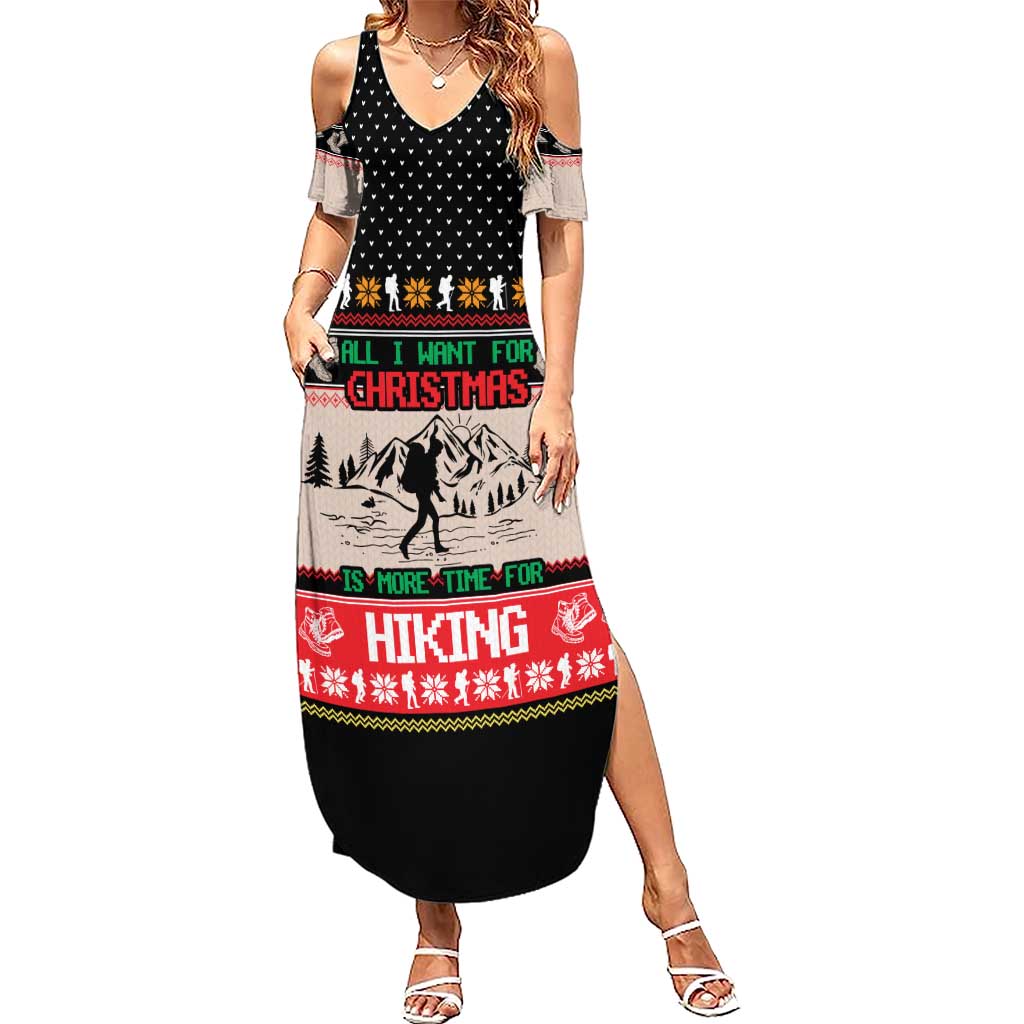 Hiking Christmas Summer Maxi Dress with Mountains Trees and Winter Holiday Pattern Hiking Christmas Summer Maxi Dress with Mountains Trees and Winter Holiday Pattern