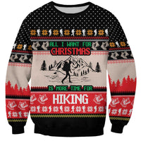Hiking Christmas Sweatshirt with Mountains Trees and Winter Holiday Pattern - Wonder Print Shop