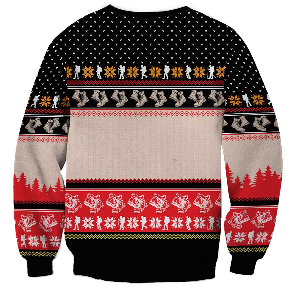 Hiking Christmas Sweatshirt with Mountains Trees and Winter Holiday Pattern - Wonder Print Shop