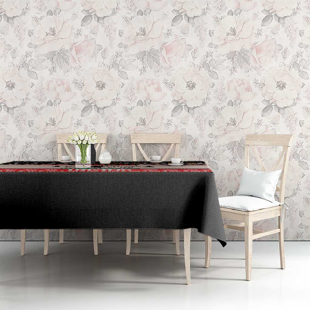 Hiking Christmas Tablecloth with Mountains Trees and Winter Holiday Pattern - Wonder Print Shop