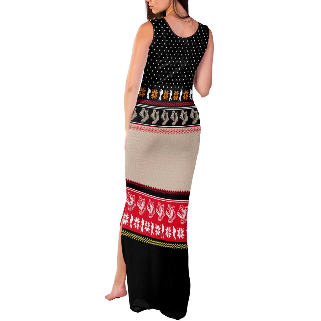 Hiking Christmas Tank Maxi Dress with Mountains Trees and Winter Holiday Pattern - Wonder Print Shop