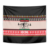 Hiking Christmas Tapestry with Mountains Trees and Winter Holiday Pattern - Wonder Print Shop