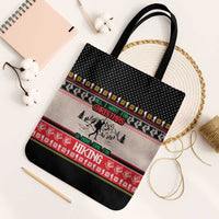 Hiking Christmas Tote Bag with Mountains Trees and Winter Holiday Pattern - Wonder Print Shop
