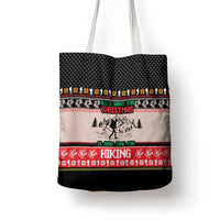 Hiking Christmas Tote Bag with Mountains Trees and Winter Holiday Pattern - Wonder Print Shop