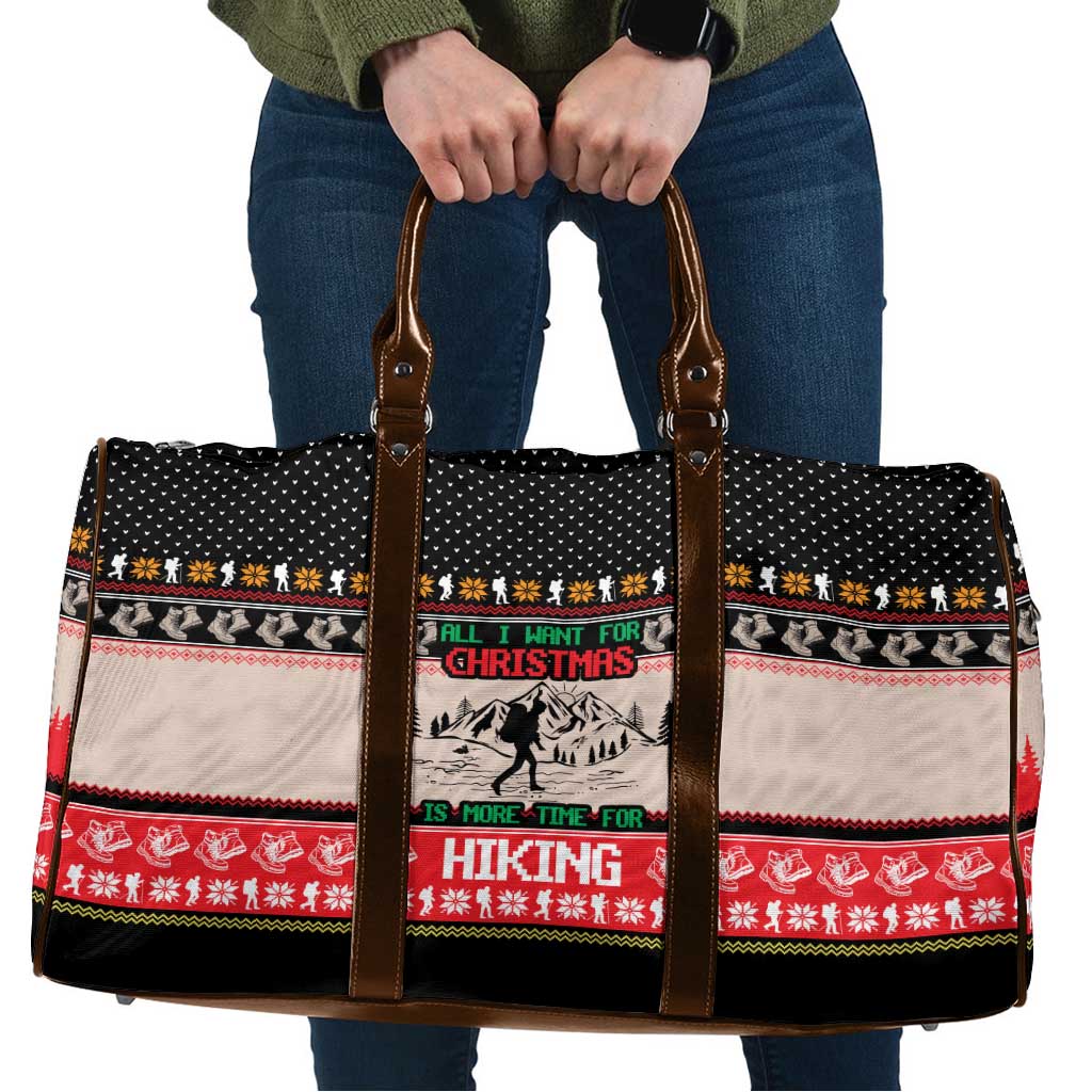 Hiking Christmas Travel Bag with Mountains Trees and Winter Holiday Pattern - Wonder Print Shop