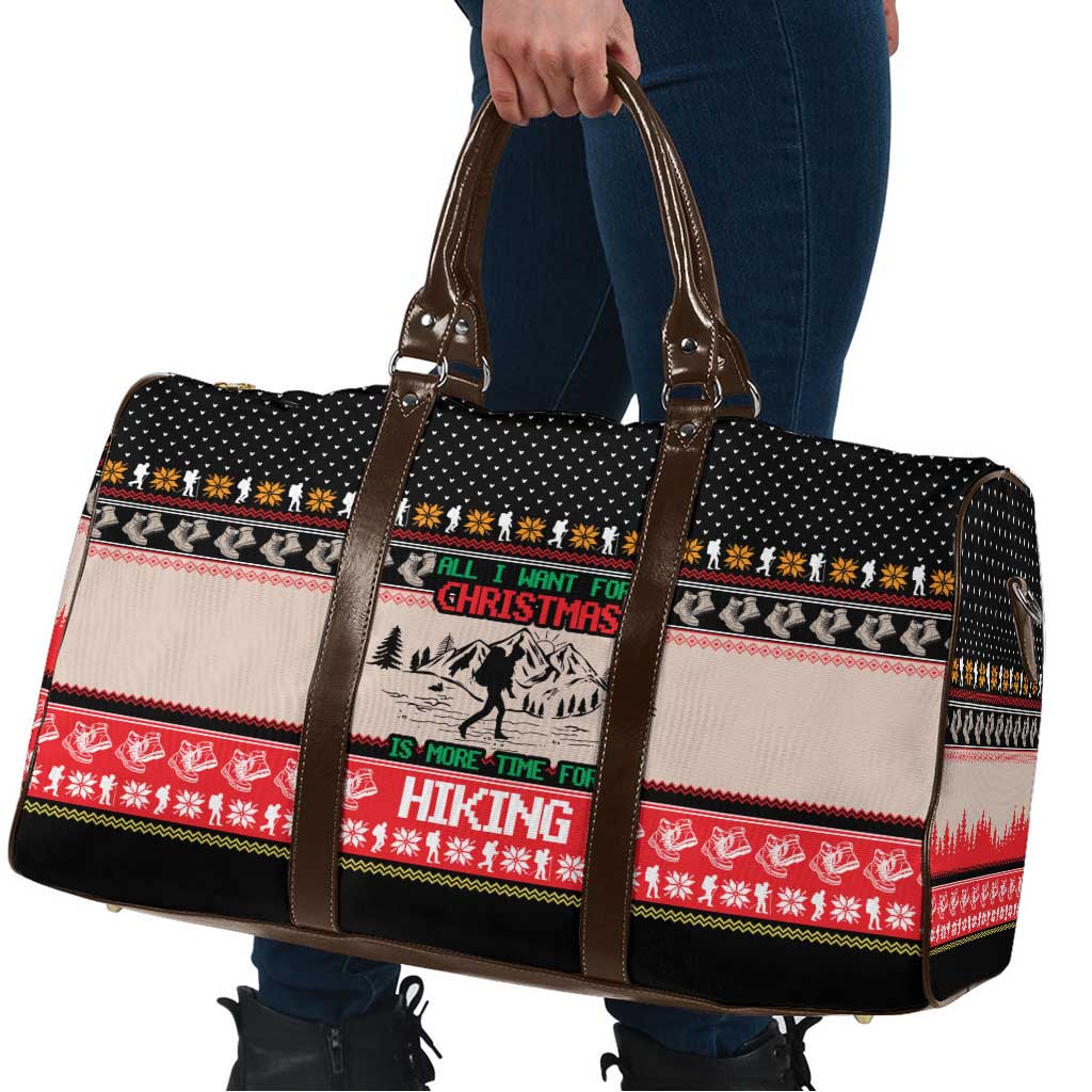 Hiking Christmas Travel Bag with Mountains Trees and Winter Holiday Pattern - Wonder Print Shop