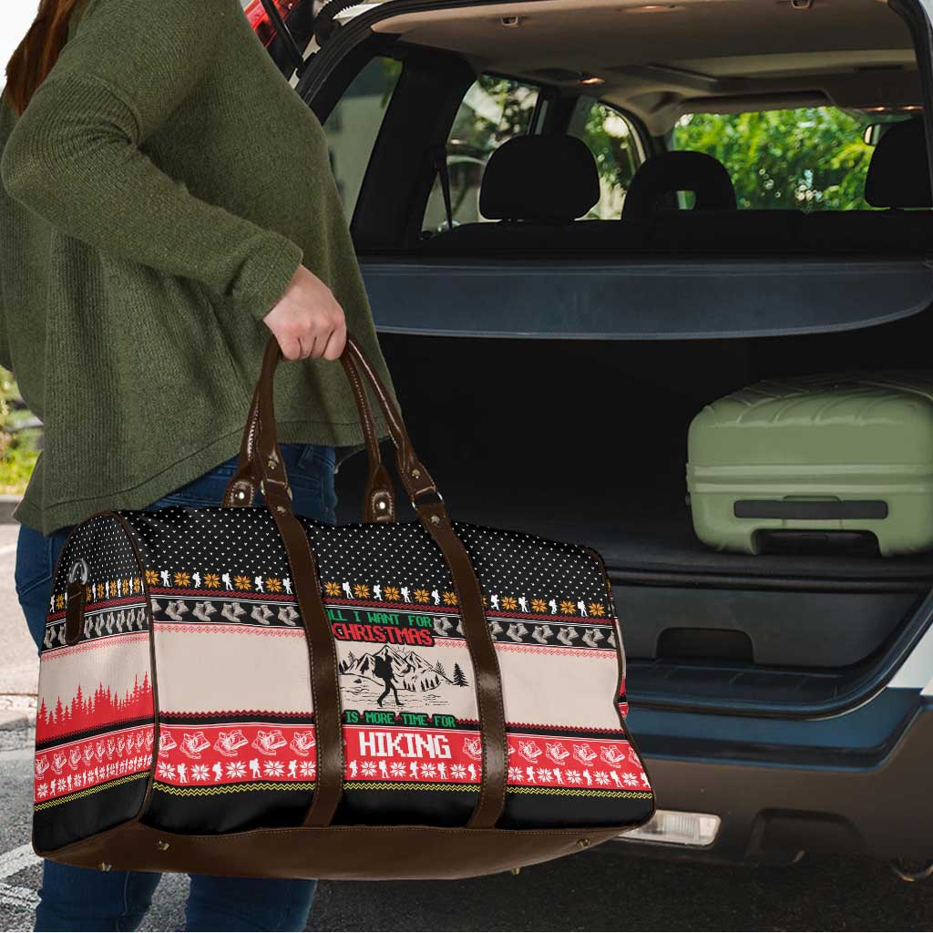 Hiking Christmas Travel Bag with Mountains Trees and Winter Holiday Pattern - Wonder Print Shop