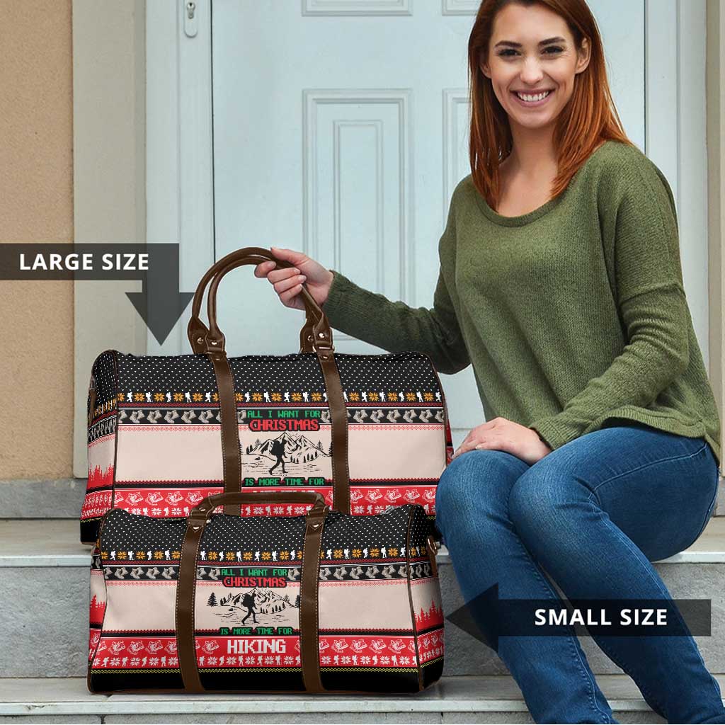 Hiking Christmas Travel Bag with Mountains Trees and Winter Holiday Pattern - Wonder Print Shop