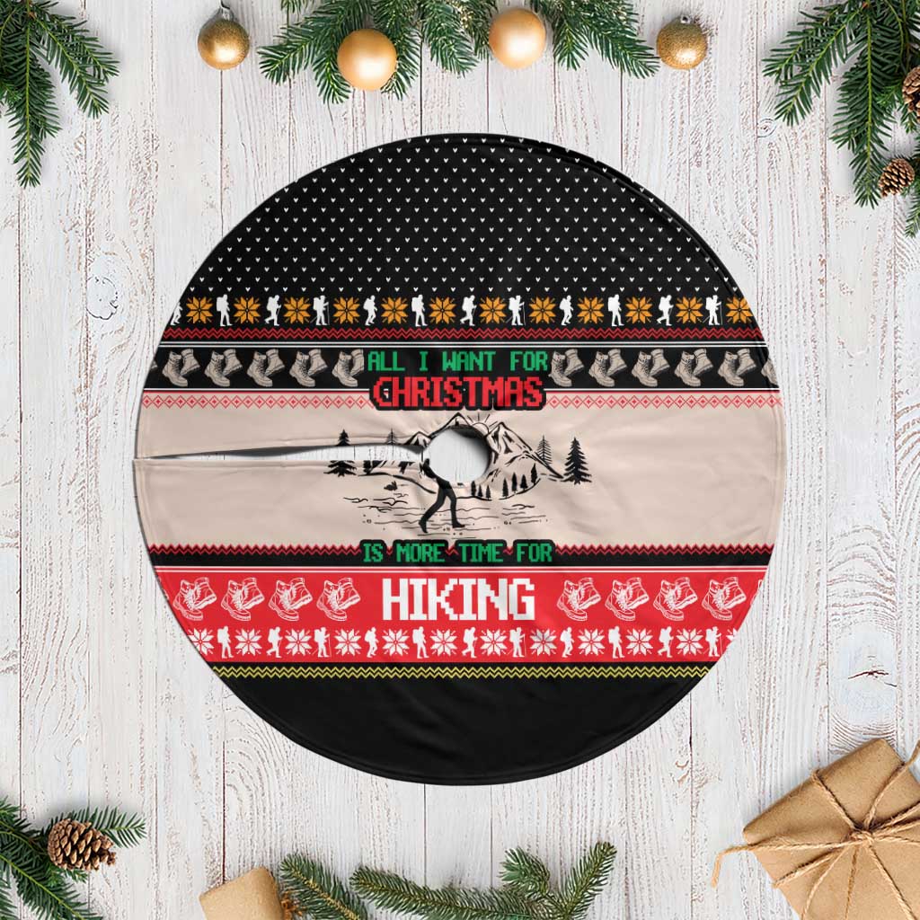 Hiking Christmas Tree Skirt with Mountains Trees and Winter Holiday Pattern - Wonder Print Shop