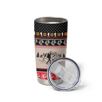 Hiking Christmas Tumbler Cup with Mountains Trees and Winter Holiday Pattern - Wonder Print Shop