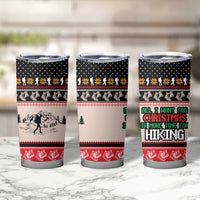 Hiking Christmas Tumbler Cup with Mountains Trees and Winter Holiday Pattern - Wonder Print Shop
