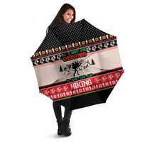 Hiking Christmas Umbrella with Mountains Trees and Winter Holiday Pattern - Wonder Print Shop