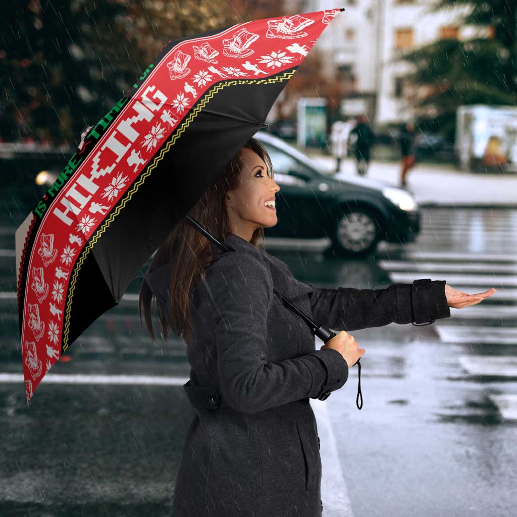 Hiking Christmas Umbrella with Mountains Trees and Winter Holiday Pattern - Wonder Print Shop