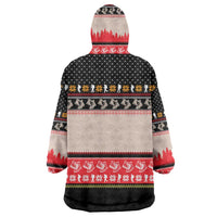 Hiking Christmas Wearable Blanket Hoodie with Mountains Trees and Winter Holiday Pattern - Wonder Print Shop