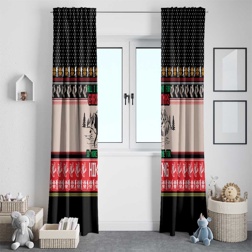 Hiking Christmas Window Curtain with Mountains Trees and Winter Holiday Pattern - Wonder Print Shop