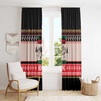 Hiking Christmas Window Curtain with Mountains Trees and Winter Holiday Pattern - Wonder Print Shop
