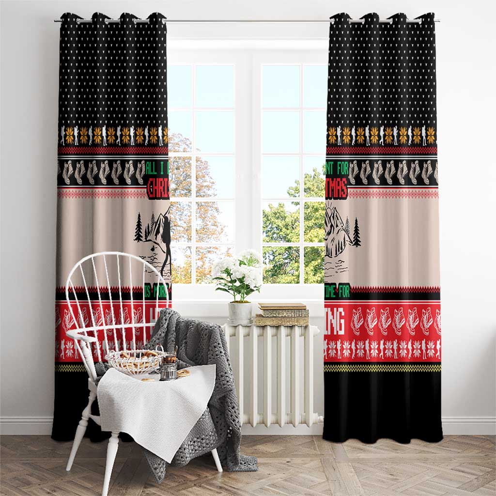 Hiking Christmas Window Curtain with Mountains Trees and Winter Holiday Pattern - Wonder Print Shop