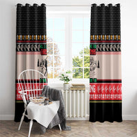 Hiking Christmas Window Curtain with Mountains Trees and Winter Holiday Pattern - Wonder Print Shop