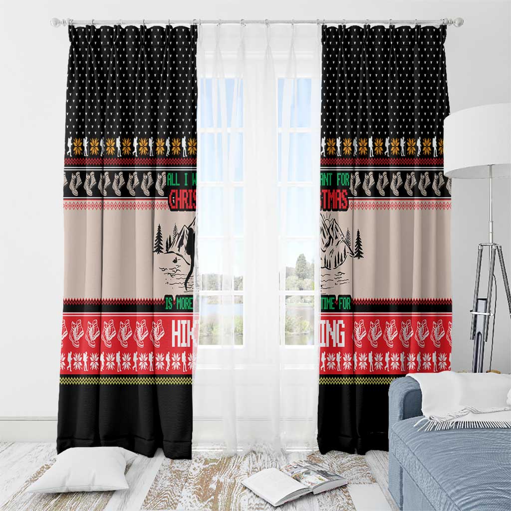 Hiking Christmas Window Curtain with Mountains Trees and Winter Holiday Pattern - Wonder Print Shop